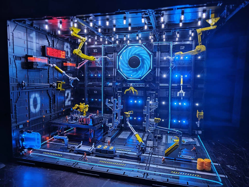 Solo Mecha LED Hangar Display | Cyberpunk Sci-Fi Diorama Box