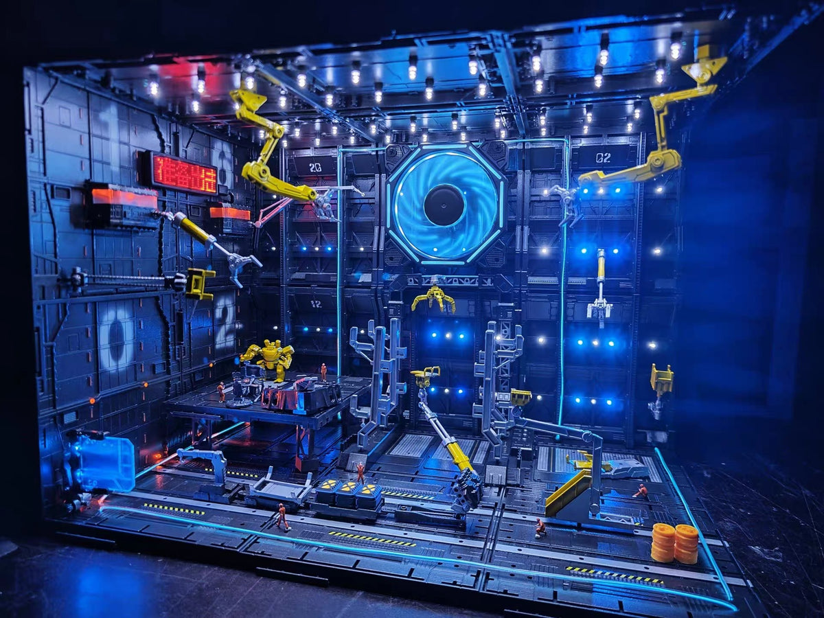 Solo Mecha LED Hangar Display | Cyberpunk Sci-Fi Diorama Box