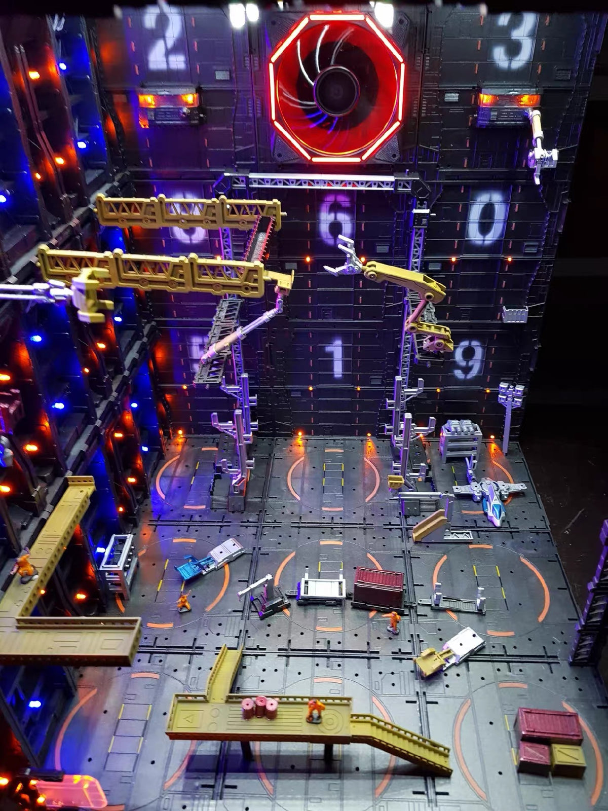 Solo Mecha LED Hangar Display | Cyberpunk Sci-Fi Diorama Box